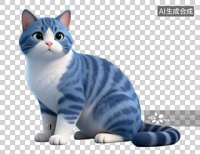 【AI数字艺术】蓝猫站立正面照图片素材