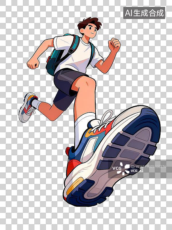 【AI数字艺术】起跑跑步人物夸张视角插画图片素材