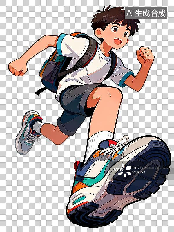 【AI数字艺术】起跑跑步人物夸张视角插画图片素材
