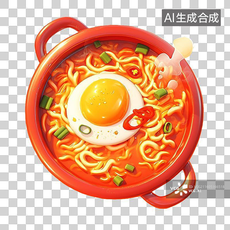 【AI数字艺术】热气腾腾的泡面俯视图图片素材