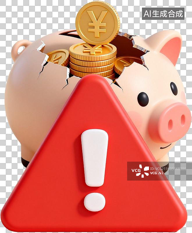 【AI数字艺术】3D卡通金融危机经济衰退破产失败债务损失插画元素免抠图形图片素材