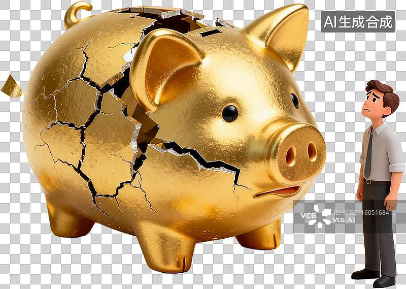 【AI数字艺术】3D卡通金融危机经济衰退破产失败债务损失插画元素免抠图形图片素材