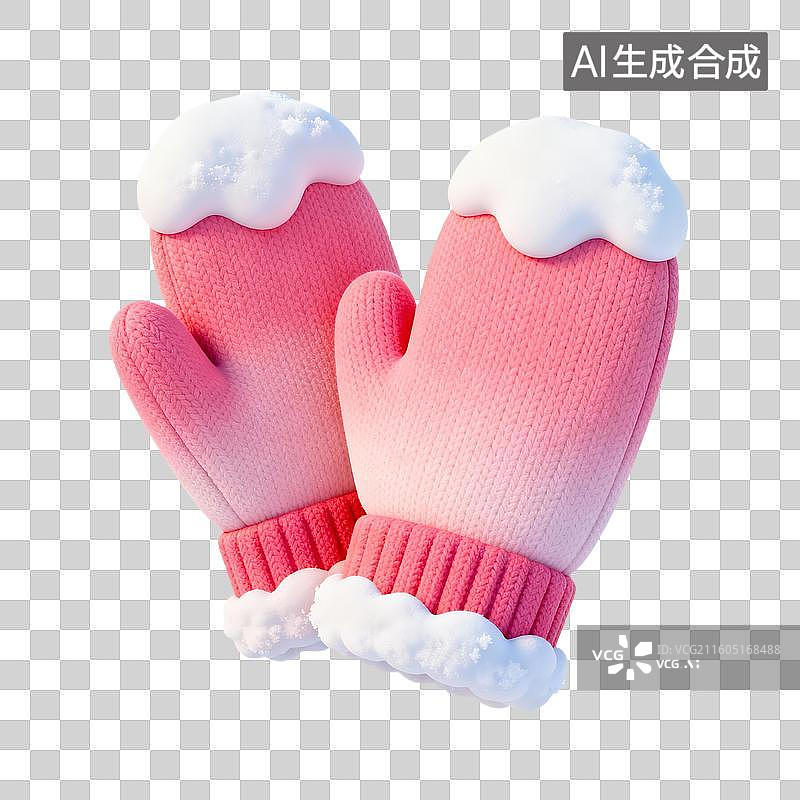 【AI数字艺术】3D卡通粘土风冬季下雪天积雪覆盖的手套图片素材
