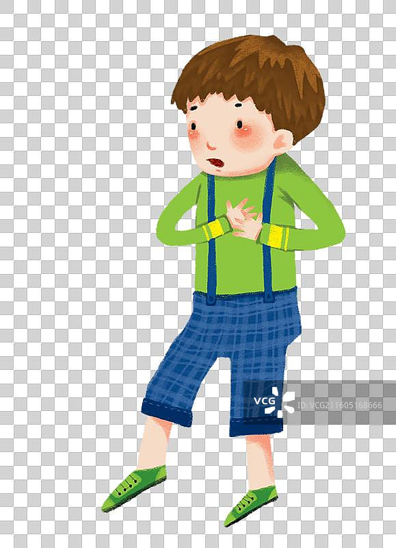 免抠元素 儿童插画 人物插画 抱着心口的男孩图片素材