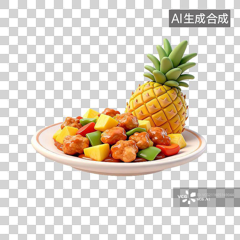 【AI数字艺术】美味的菠萝咕咾肉图片素材