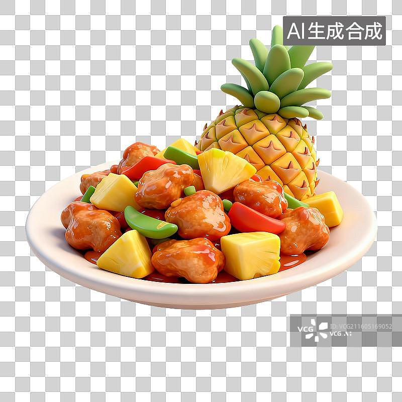 【AI数字艺术】美味的菠萝咕咾肉图片素材