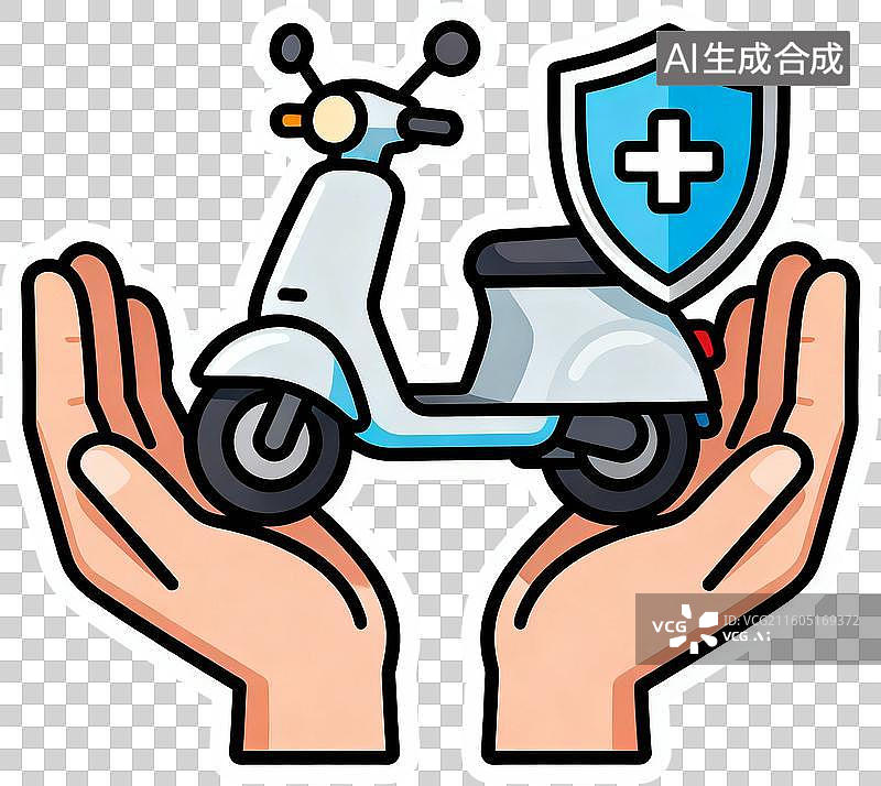 【AI数字艺术】扁平卡通风格为汽车电动车购买保险交通汽车保险插画元素免抠图形图片素材