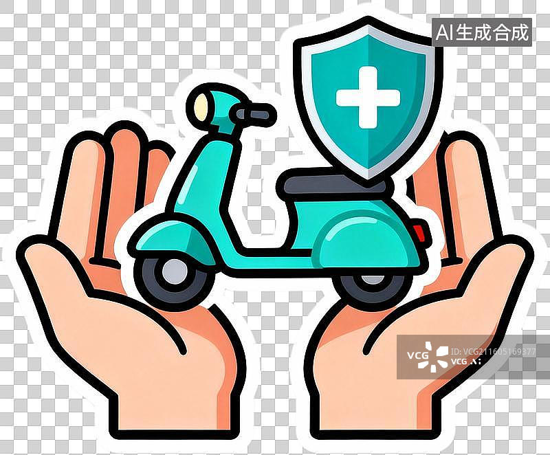 【AI数字艺术】扁平卡通风格为汽车电动车购买保险交通汽车保险插画元素免抠图形图片素材