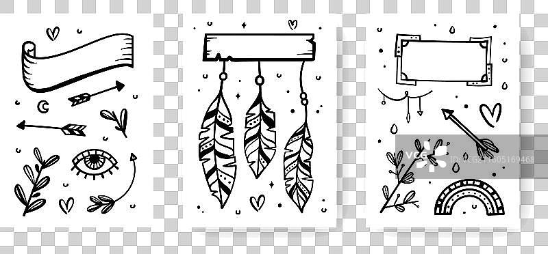 手绘波西米亚风格封面合集图片素材