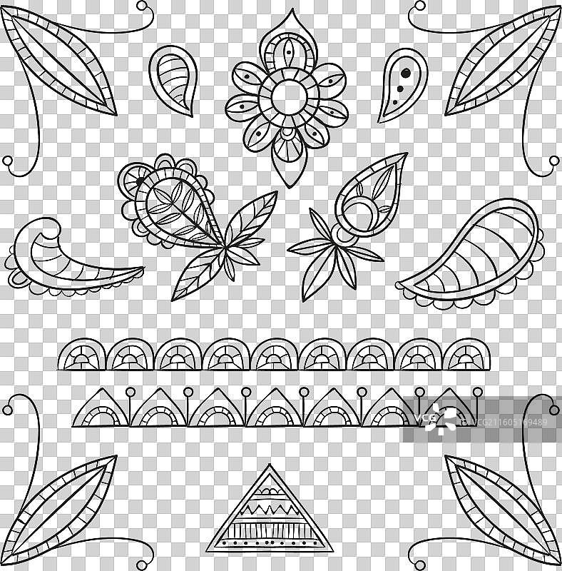 手绘波西米亚风格元素集合图片素材