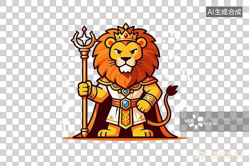 【AI数字艺术】卡通风格，十二星座之狮子座PNG格式的免扣元素图片素材