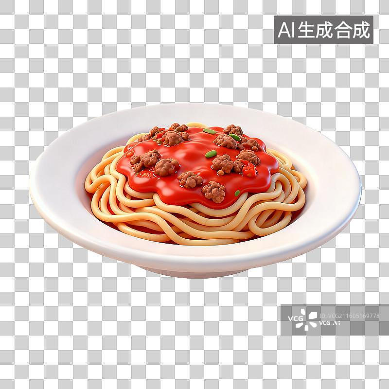 【AI数字艺术】盛在白色碗中的肉酱意大利面图片素材