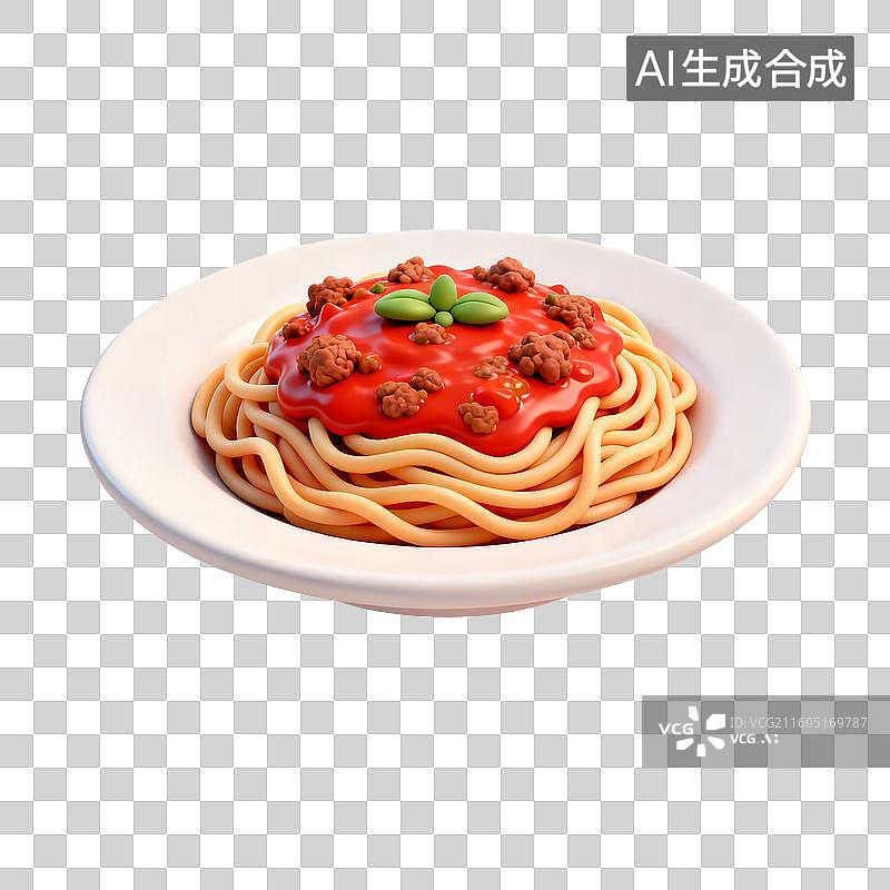 【AI数字艺术】盛在白色碗中的肉酱意大利面图片素材
