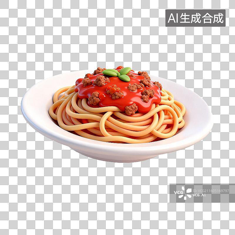 【AI数字艺术】盛在白色碗中的肉酱意大利面图片素材