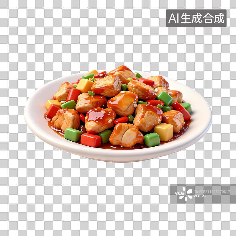 【AI数字艺术】色彩丰富的宫保鸡丁图片素材