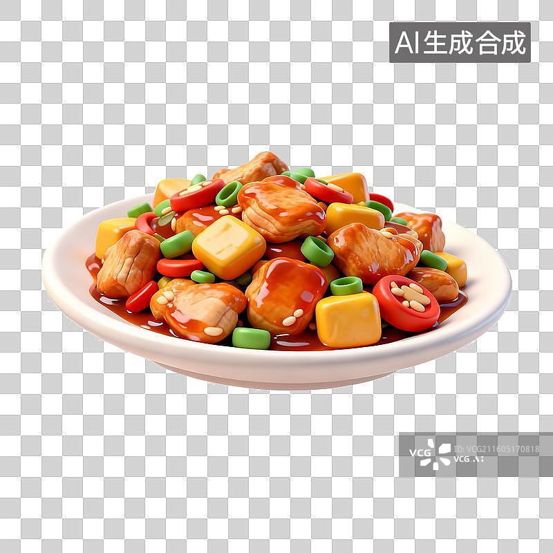 【AI数字艺术】色彩丰富的宫保鸡丁图片素材