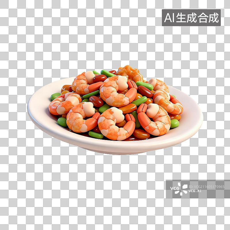 【AI数字艺术】一盘美味的宫保虾球图片素材