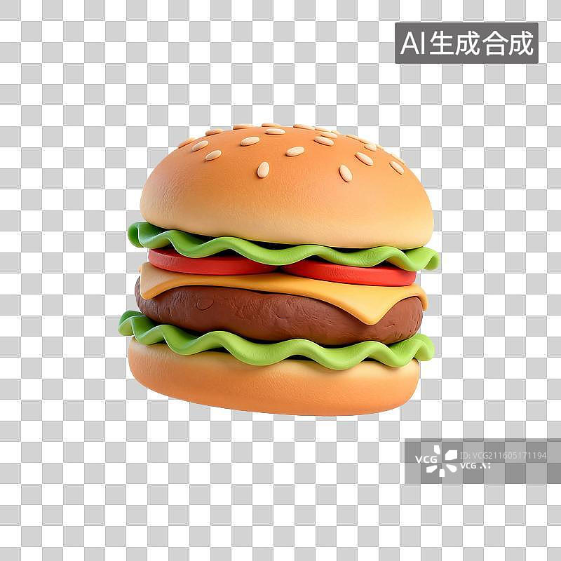 【AI数字艺术】卡通风格美味汉堡图片素材