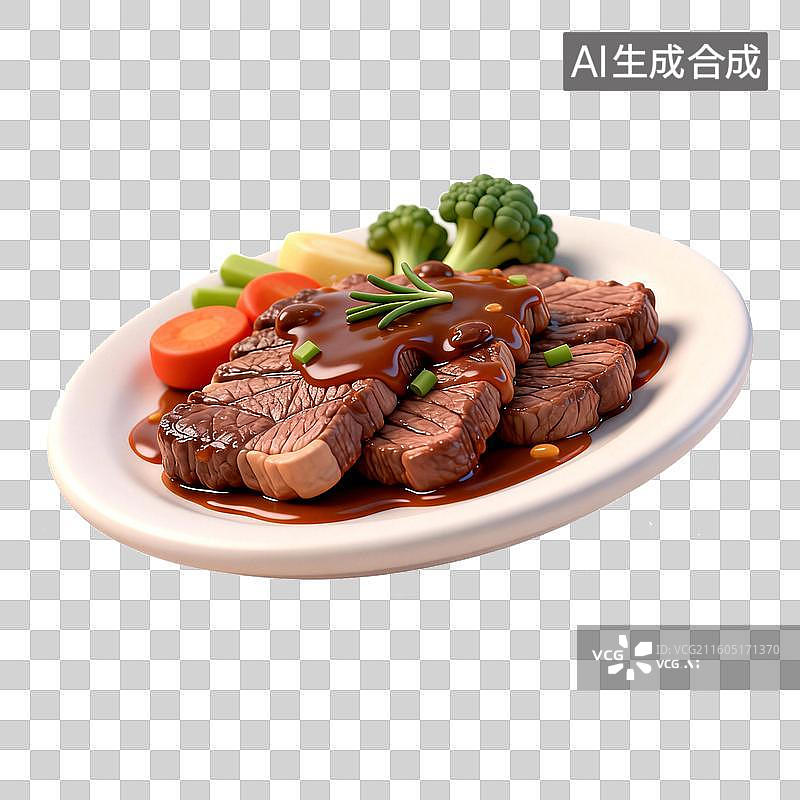 【AI数字艺术】美味的烤牛排与彩色蔬菜图片素材