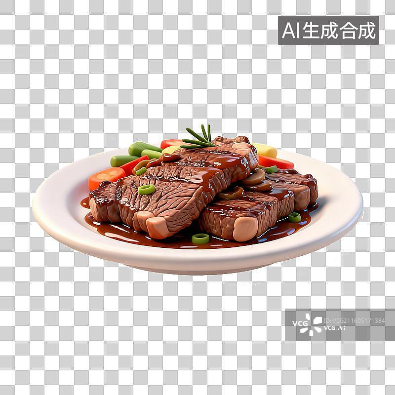 【AI数字艺术】美味的烤牛排与彩色蔬菜图片素材