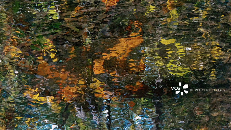 淮安文旅盱眙铁山寺国家森林公园十一月初冬溪流纹理或森林倒影多视角组图图片素材