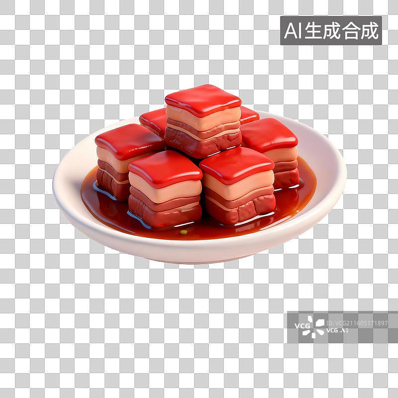 【AI数字艺术】一盘诱人的红烧肉块图片素材