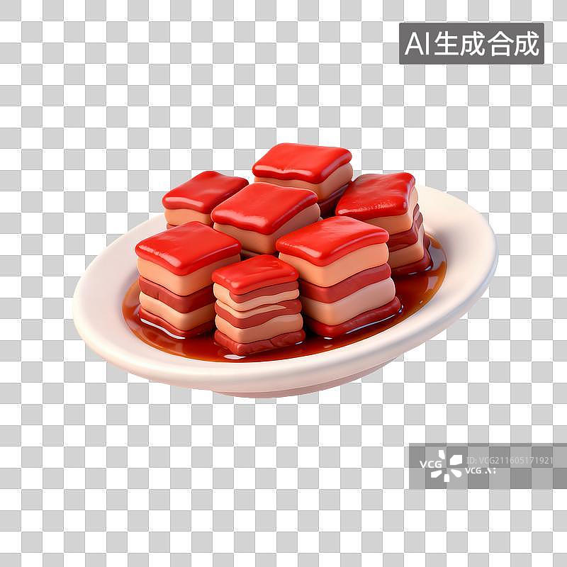 【AI数字艺术】一盘诱人的红烧肉块图片素材