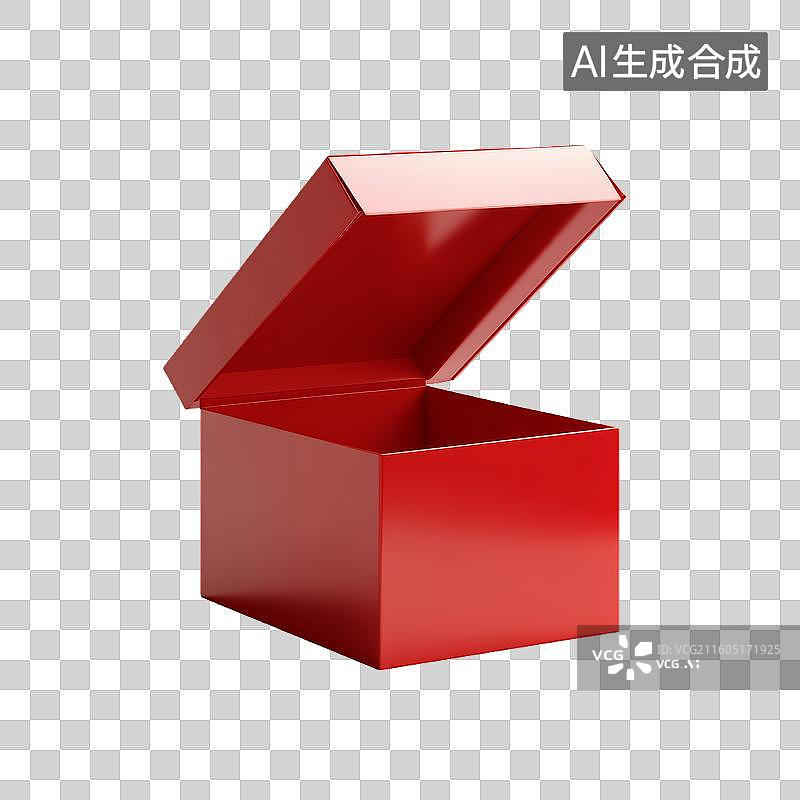 【AI数字艺术】打开的喜庆红色空盒子图片素材
