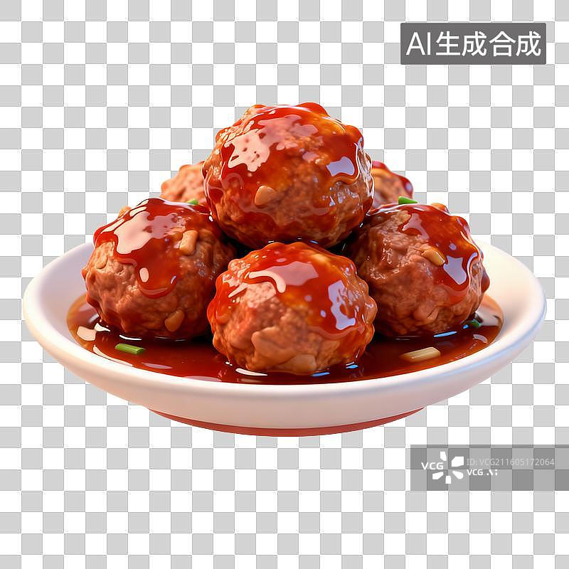 【AI数字艺术】诱人的红烧狮子头图片素材