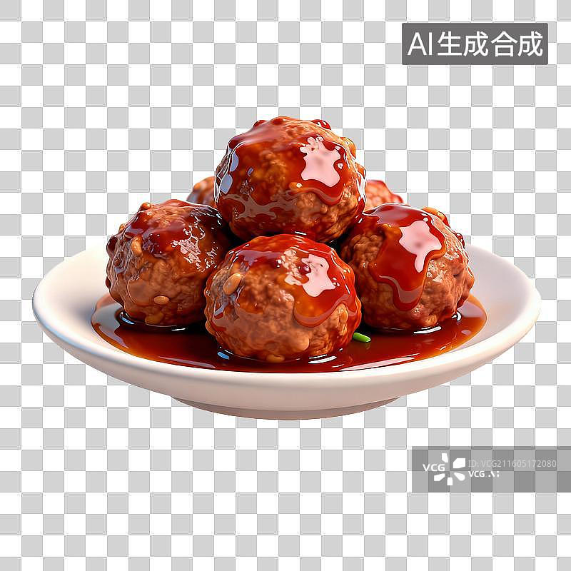 【AI数字艺术】诱人的红烧狮子头图片素材