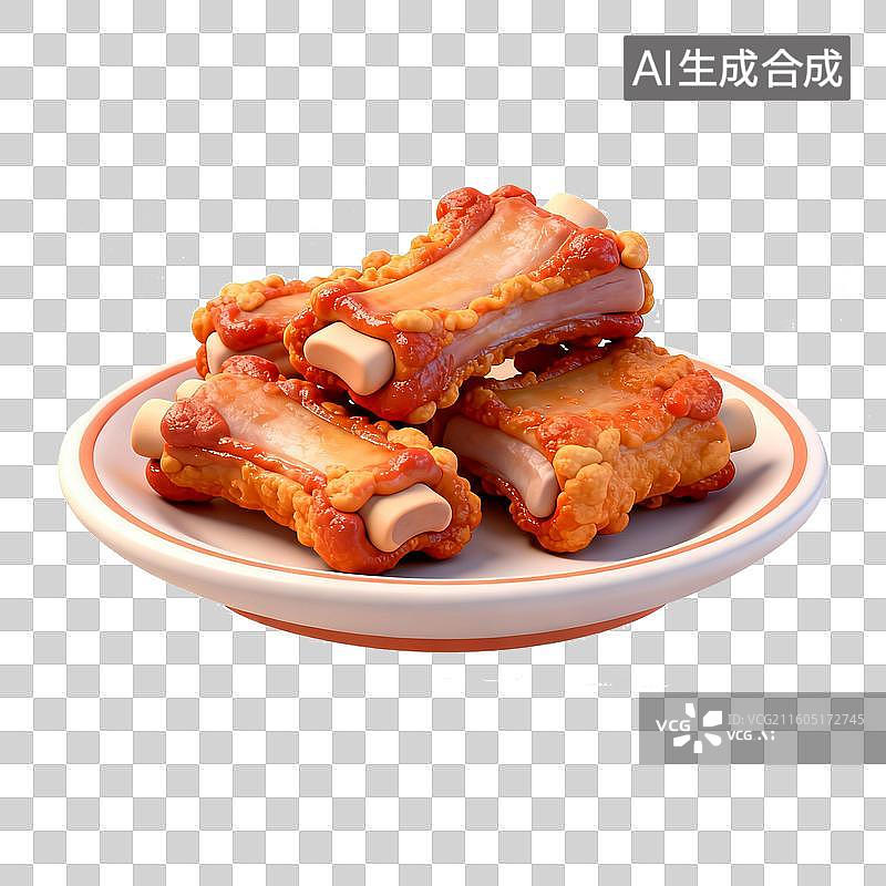 【AI数字艺术】盘中美味烤排骨图片素材