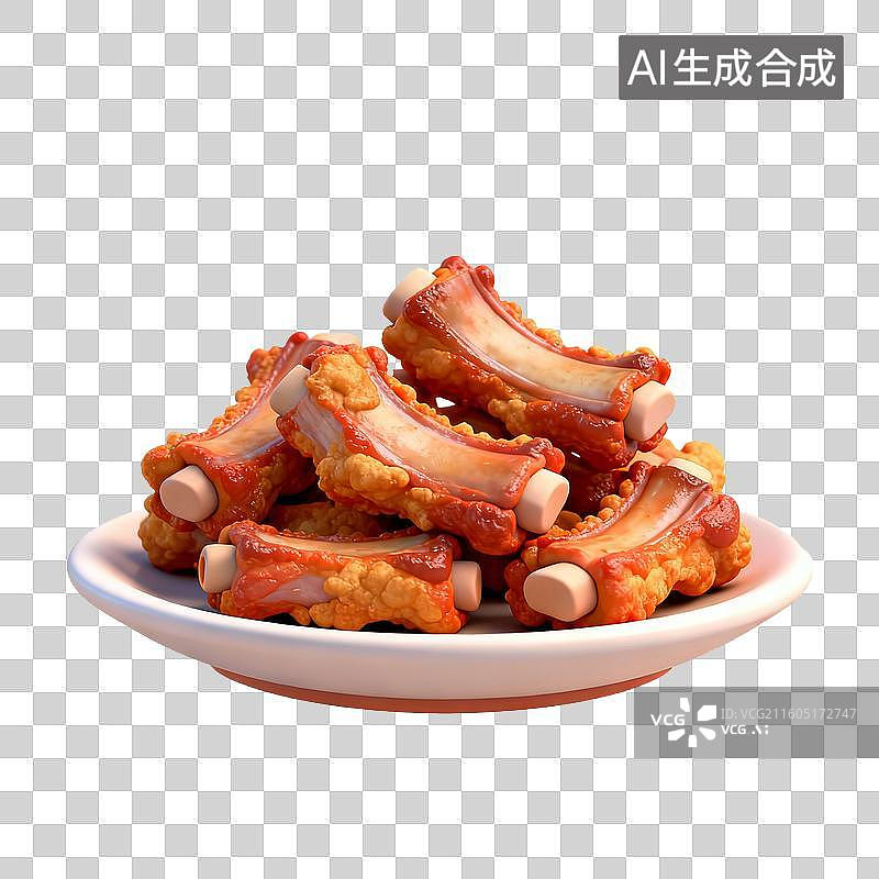 【AI数字艺术】盘中美味烤排骨图片素材
