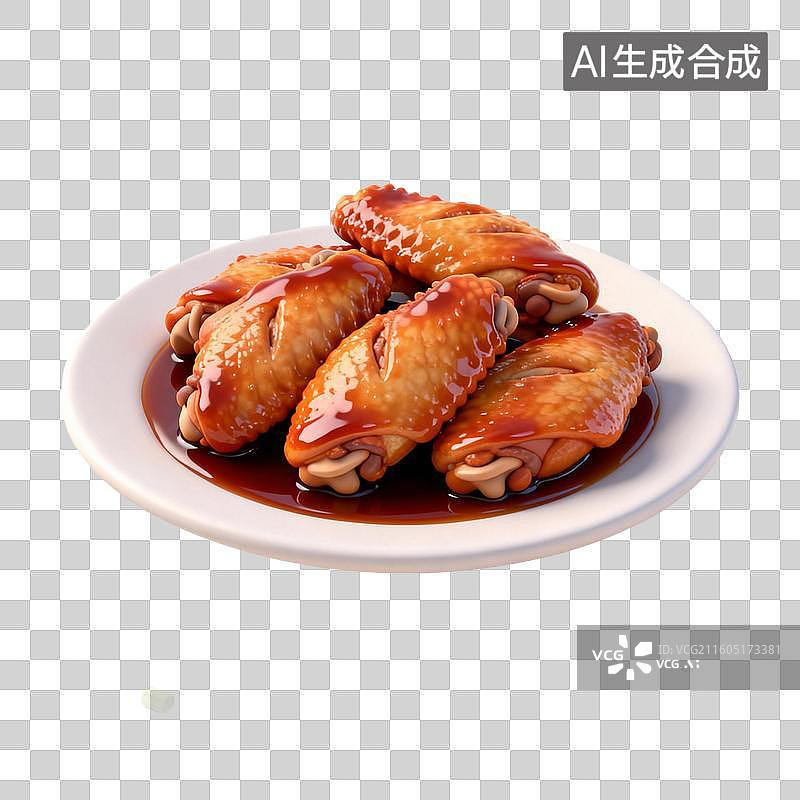 【AI数字艺术】一盘美味的可乐鸡翅图片素材