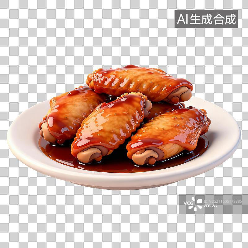 【AI数字艺术】一盘美味的可乐鸡翅图片素材