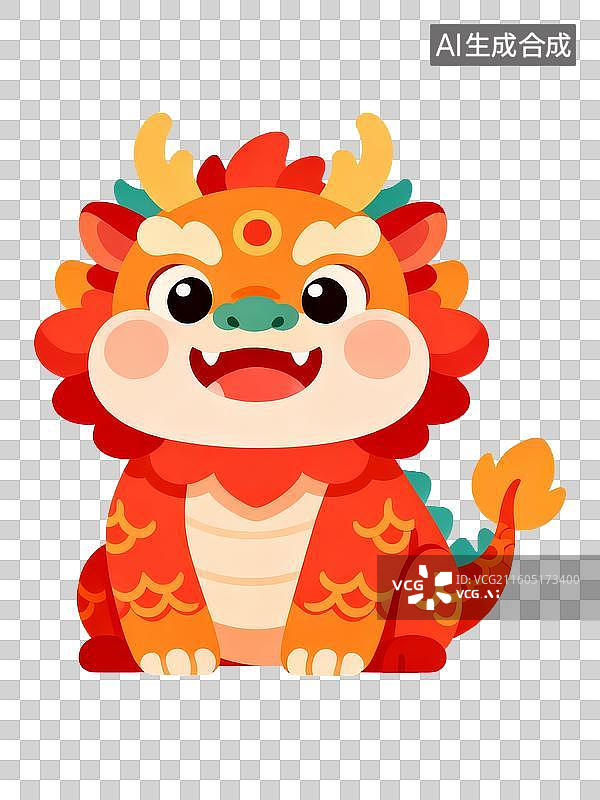 【AI数字艺术】扁平风中国年俗插画元素年兽图片素材