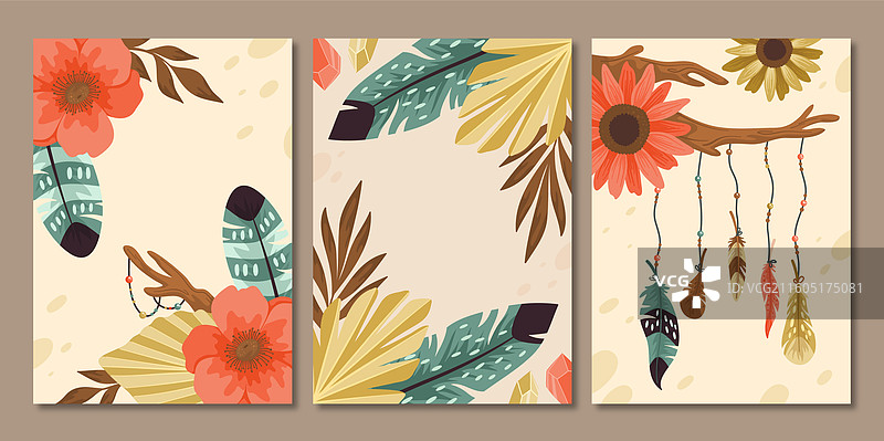 详细的波西米亚风封面合集图片素材