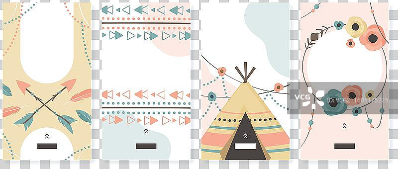 手绘波西米亚风ins故事集图片素材