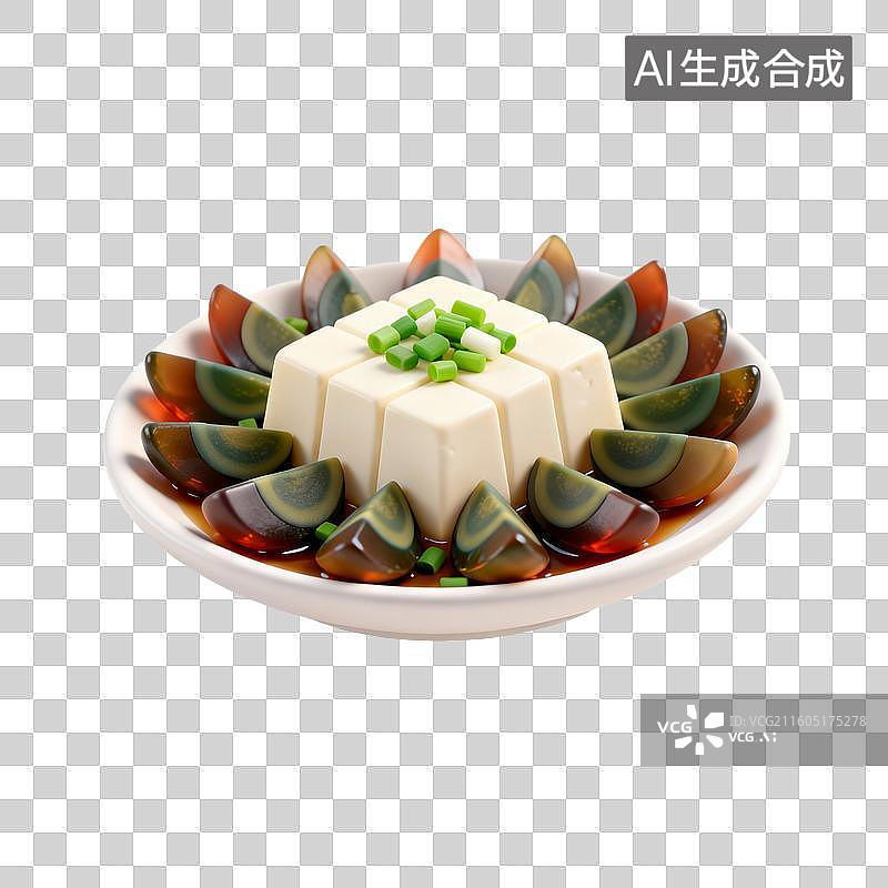 【AI数字艺术】皮蛋豆腐美味佳肴图片素材
