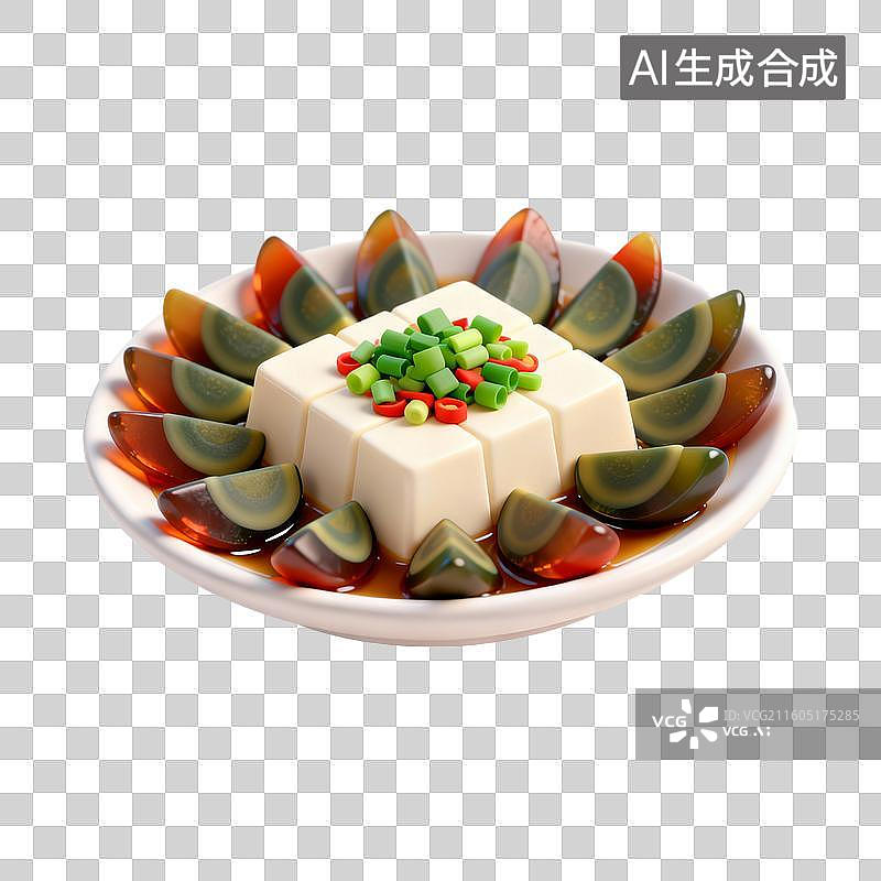 【AI数字艺术】皮蛋豆腐美味佳肴图片素材