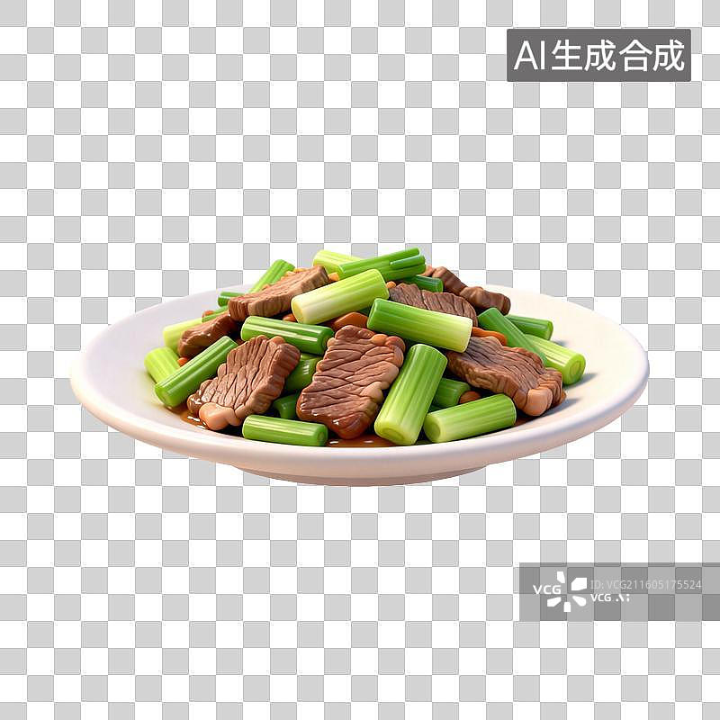 【AI数字艺术】芹菜炒肉美味佳肴图片素材