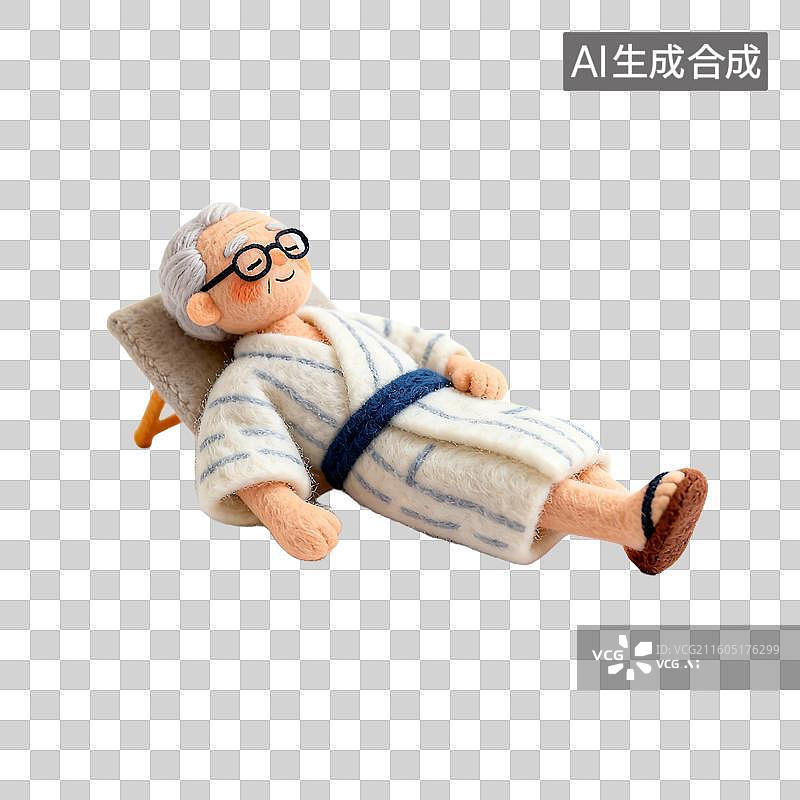 【AI数字艺术】3D温暖羊毛毡质感老年人旅游元素图片素材