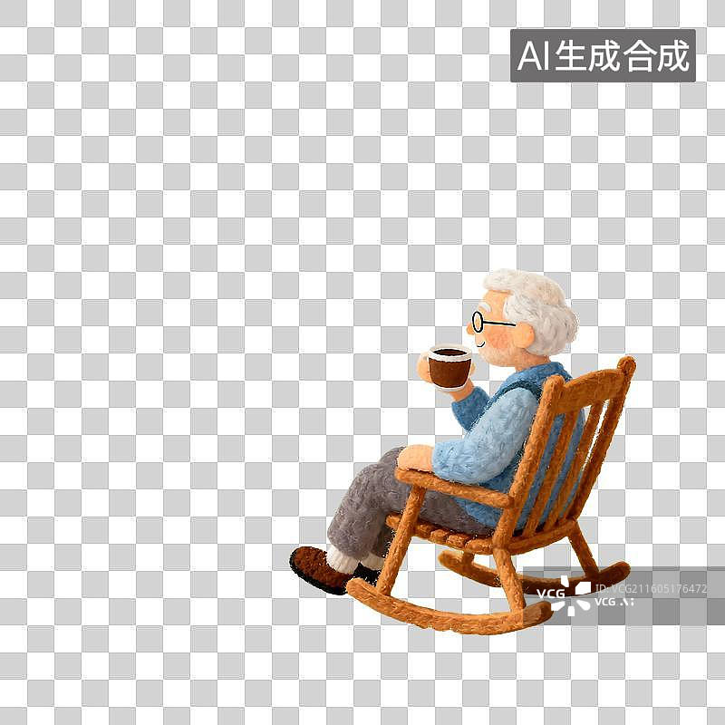 【AI数字艺术】3D温暖羊毛毡质感老年人旅游元素图片素材