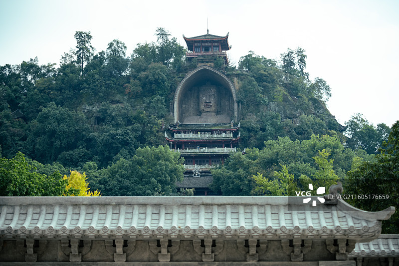 自贡荣县 荣县大佛 荣县大佛石窟图片素材