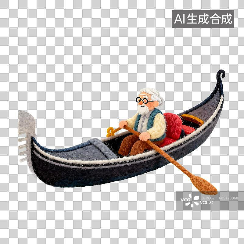 【AI数字艺术】3D温暖羊毛毡质感老年人旅游元素图片素材