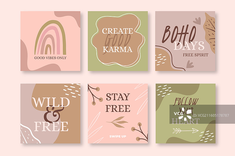手绘波西米亚风Ins帖子图片素材