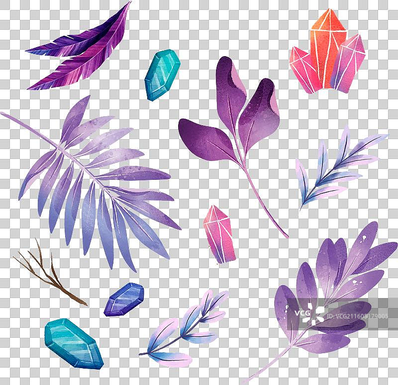 水彩波西米亚风格元素集合图片素材