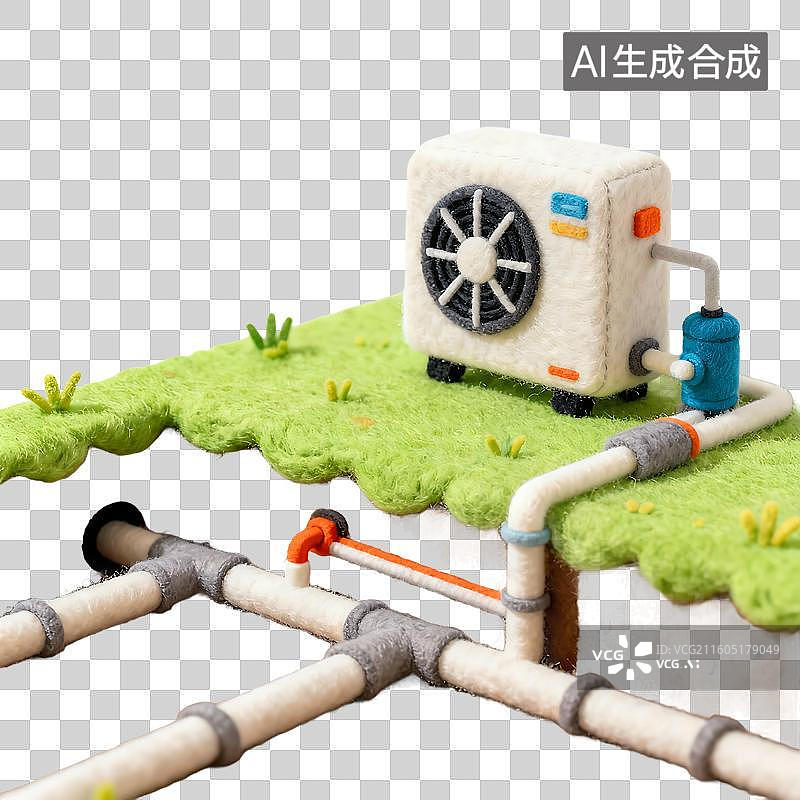 【AI数字艺术】3D可爱风毛毡科技教育元素图片素材