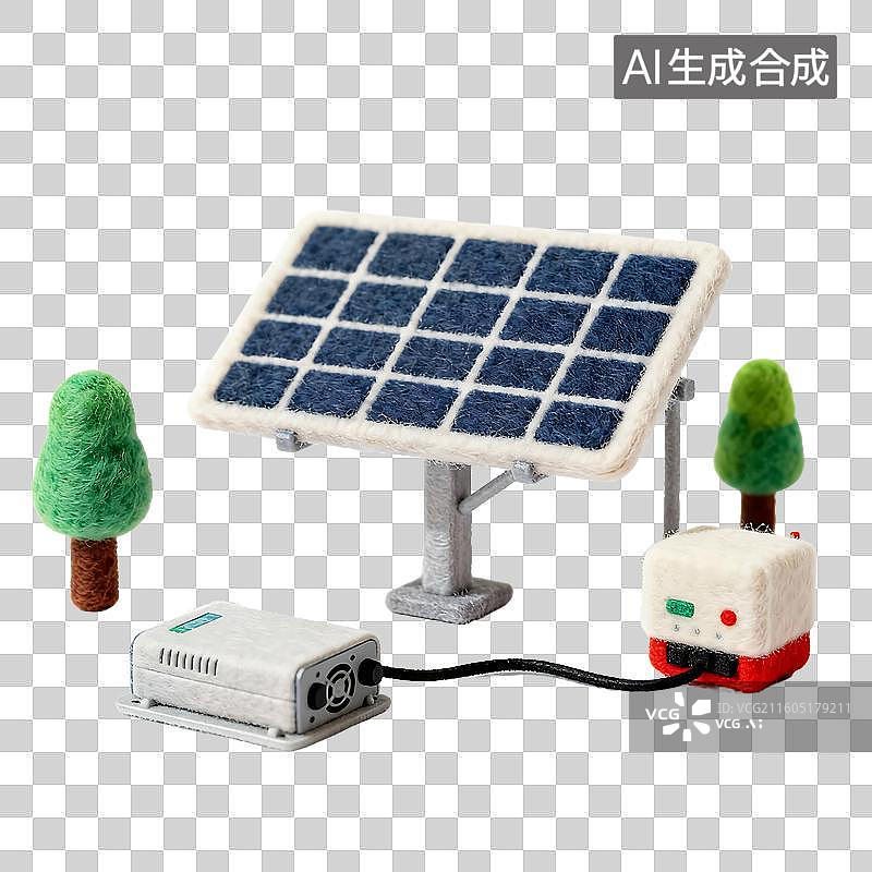 【AI数字艺术】3D可爱风毛毡科技教育元素图片素材