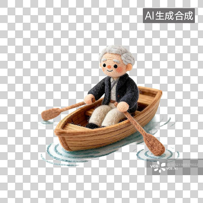 【AI数字艺术】3D温暖羊毛毡质感老年人旅游元素图片素材