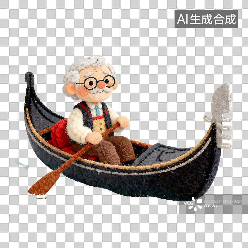 【AI数字艺术】3D温暖羊毛毡质感老年人旅游元素图片素材